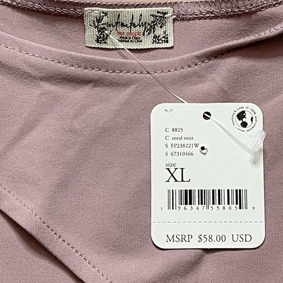 Free People NWT Keep It Going Cutout Bodysuit Women's Pink Size XL Racerback - Picture 8 of 10